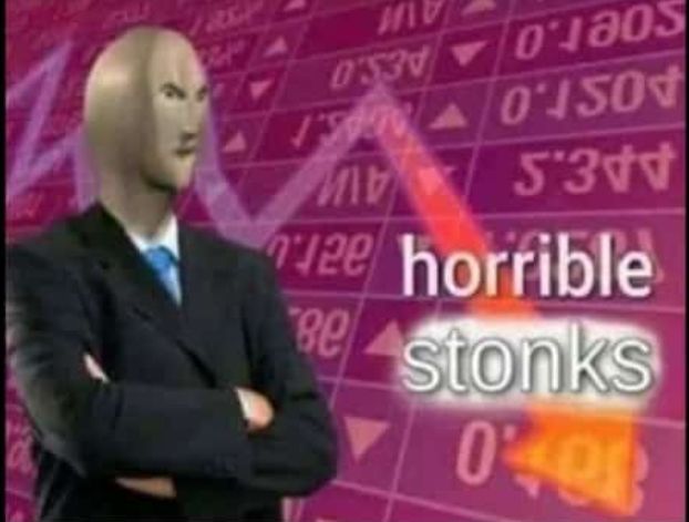 A pink horrible stonks meme